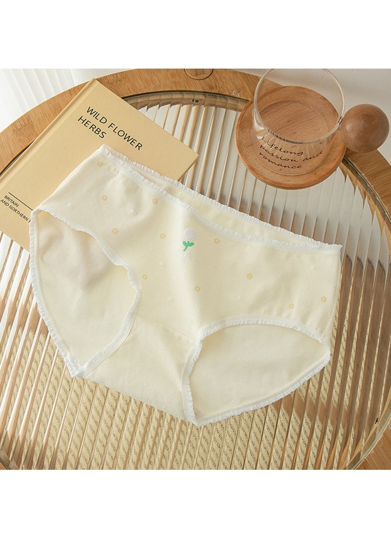 مجموعة من 5 ملابس داخلية قطنية أنيقة بخصر متوسط، ملابس داخلية مريحة وجيدة التهوية للفتيات - Image 5