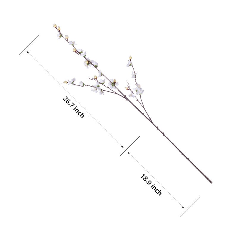 Ammyoo Artificial Faux Plants Flowers Indoor Spring Summer Decor, 4 Bundles Fake Silk Plum Blossom,Faux Silk Cherry Blossom Branches for Wedding Office Party Hotel Home Decor, Vase Not Included(White) - Image 2