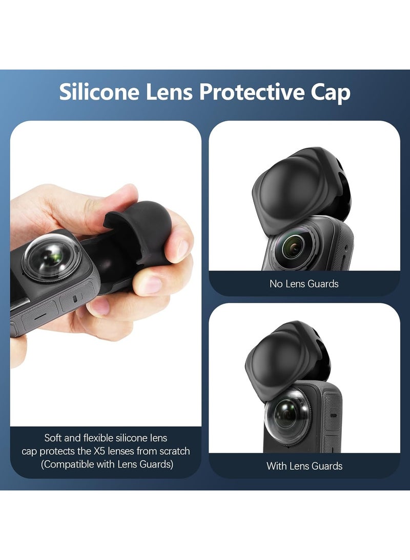 Screen Protector and Lens Cap Combo for Insta360 X5/X4 Accessories, Insta 360 X4/X5 Tempered Glass Film Screen Cover  and Silicone Lens Guards Protective Case Bundle Kit - Image 3