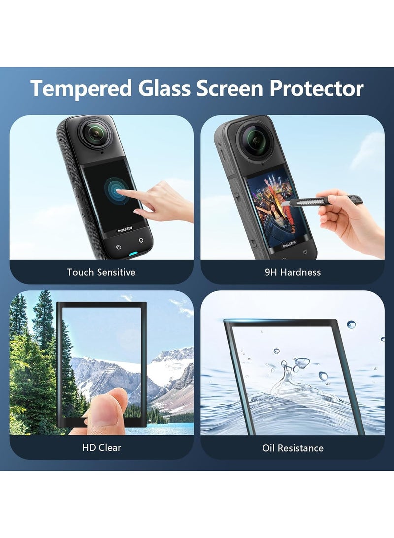 Screen Protector and Lens Cap Combo for Insta360 X5/X4 Accessories, Insta 360 X4/X5 Tempered Glass Film Screen Cover  and Silicone Lens Guards Protective Case Bundle Kit - Image 4