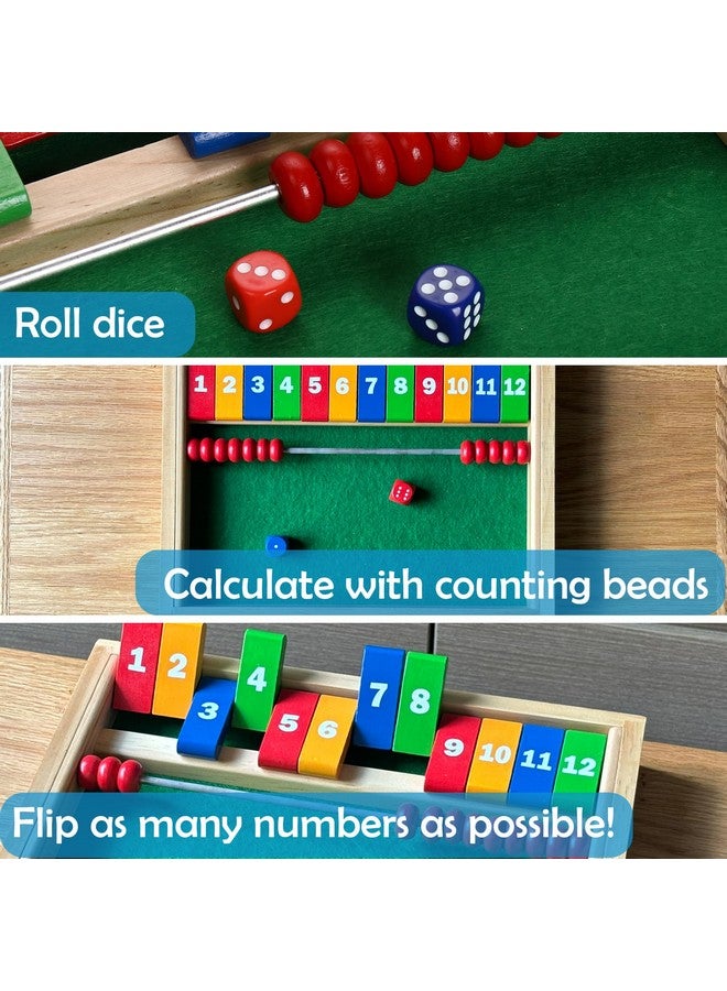 STERLING Games Kids Shut The Box Game for 2 Players | Wooden Math Toy Dice Game for Kids and Small Children | STEM Educational Toy for Learning Mathematics and Addition - Image 3