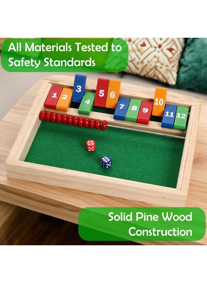 STERLING Games Kids Shut The Box Game for 2 Players | Wooden Math Toy Dice Game for Kids and Small Children | STEM Educational Toy for Learning Mathematics and Addition - Image 4