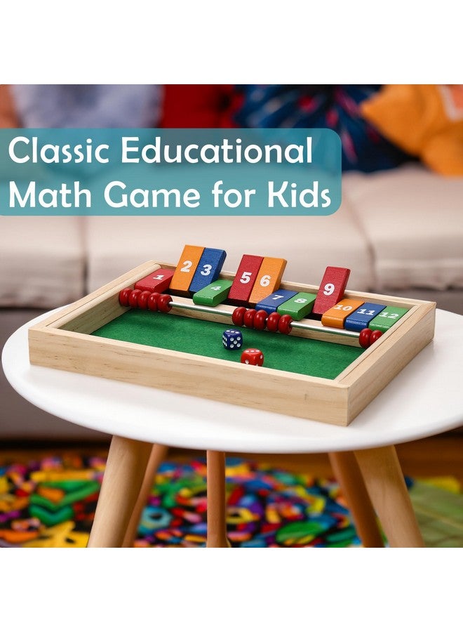 STERLING Games Kids Shut The Box Game for 2 Players | Wooden Math Toy Dice Game for Kids and Small Children | STEM Educational Toy for Learning Mathematics and Addition - Image 2