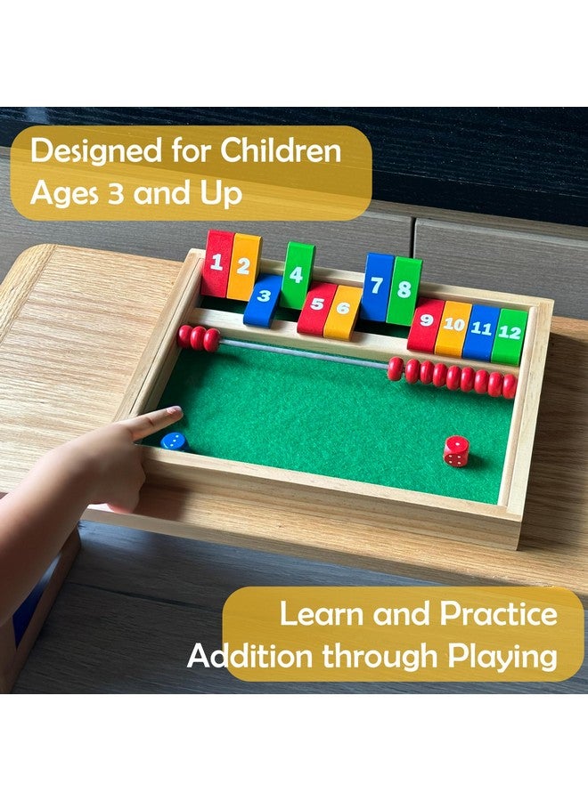 STERLING Games Kids Shut The Box Game for 2 Players | Wooden Math Toy Dice Game for Kids and Small Children | STEM Educational Toy for Learning Mathematics and Addition - Image 5