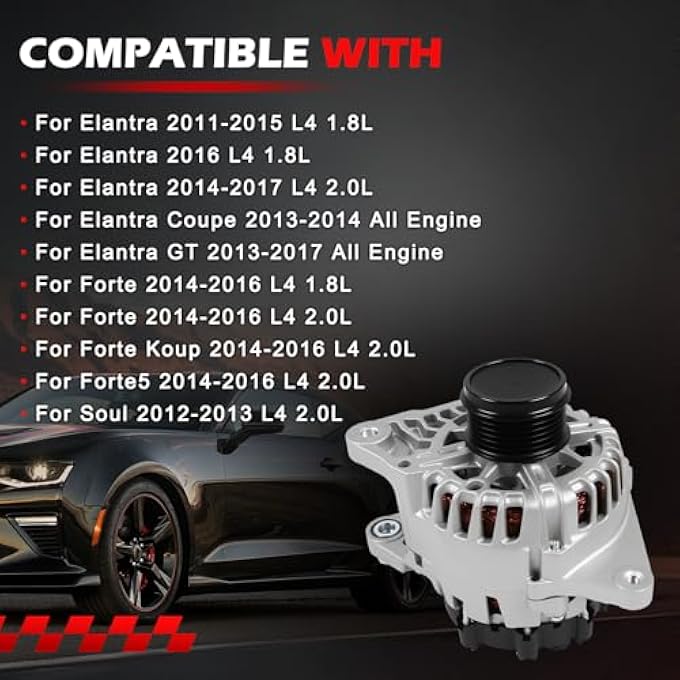 Autodevil 11610 Alternator 90 Amp 12V Fits for Elantra 2014-2017, Elantra Coupe 2013-2014, Forte & Forte Koup 2014-2016, 1.8L 2.0L, Replace OE 37300-2E200, 37300-2E200RU - Image 2