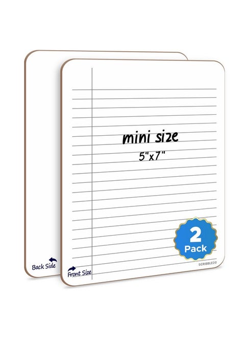 Dry Erase 5"X7" Mini Notebook College Ruled Lined Board 2 Pack Reusable Erasable Writing Note Pad Lapboard Blank Whiteboard On Reverse For Desk