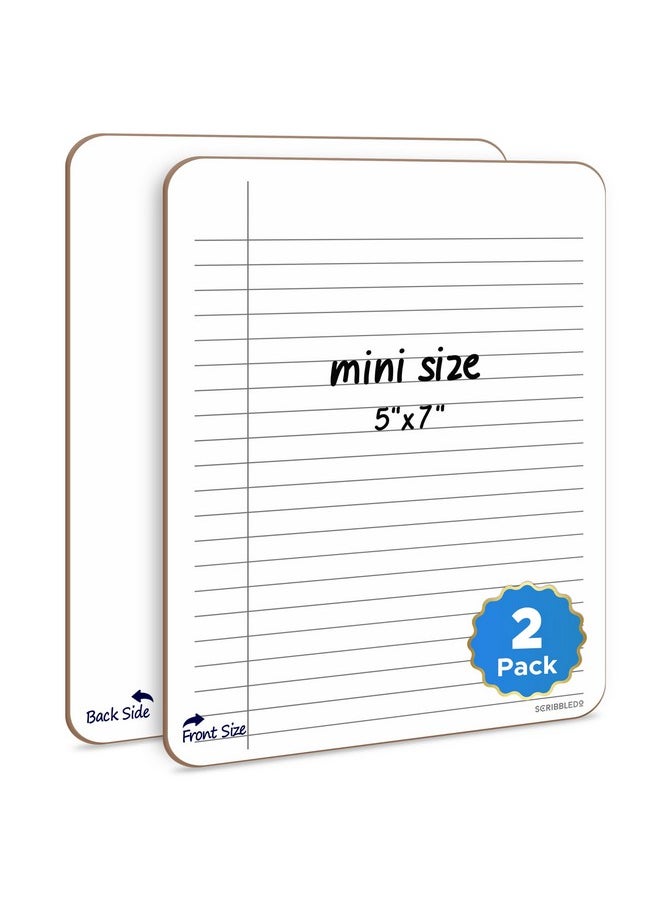 Scribbledo Dry Erase 5"X7" Mini Notebook College Ruled Lined Board 2 Pack Reusable Erasable Writing Note Pad Lapboard Blank Whiteboard On Reverse For Desk  - Image 1