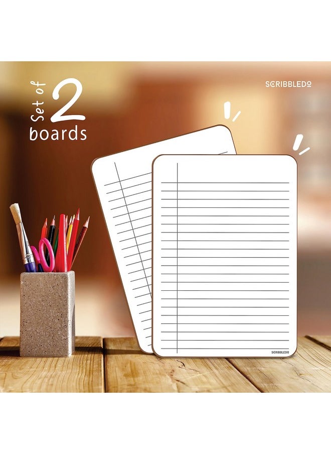 Scribbledo Dry Erase 5"X7" Mini Notebook College Ruled Lined Board 2 Pack Reusable Erasable Writing Note Pad Lapboard Blank Whiteboard On Reverse For Desk  - Image 4