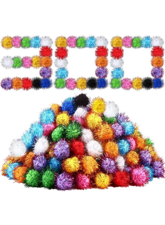 Poen 300 Pieces Cat Toy Fuzzy Balls 1.8 Inch Assorted Color Pom Pom Interactive Tinsel Balls for Indoor Cats - Image 1