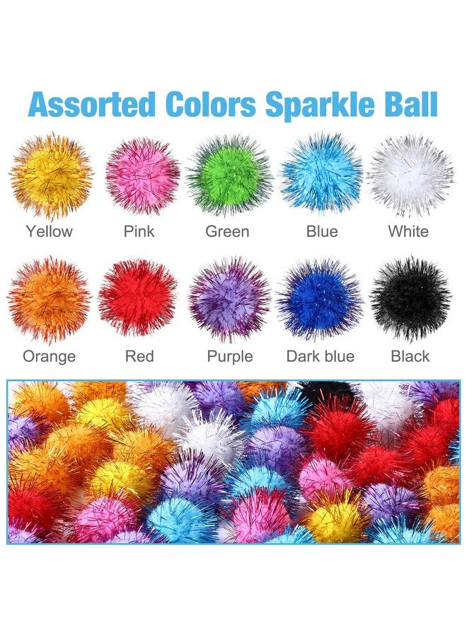 Poen 300 Pieces Cat Toy Fuzzy Balls 1.8 Inch Assorted Color Pom Pom Interactive Tinsel Balls for Indoor Cats - Image 3