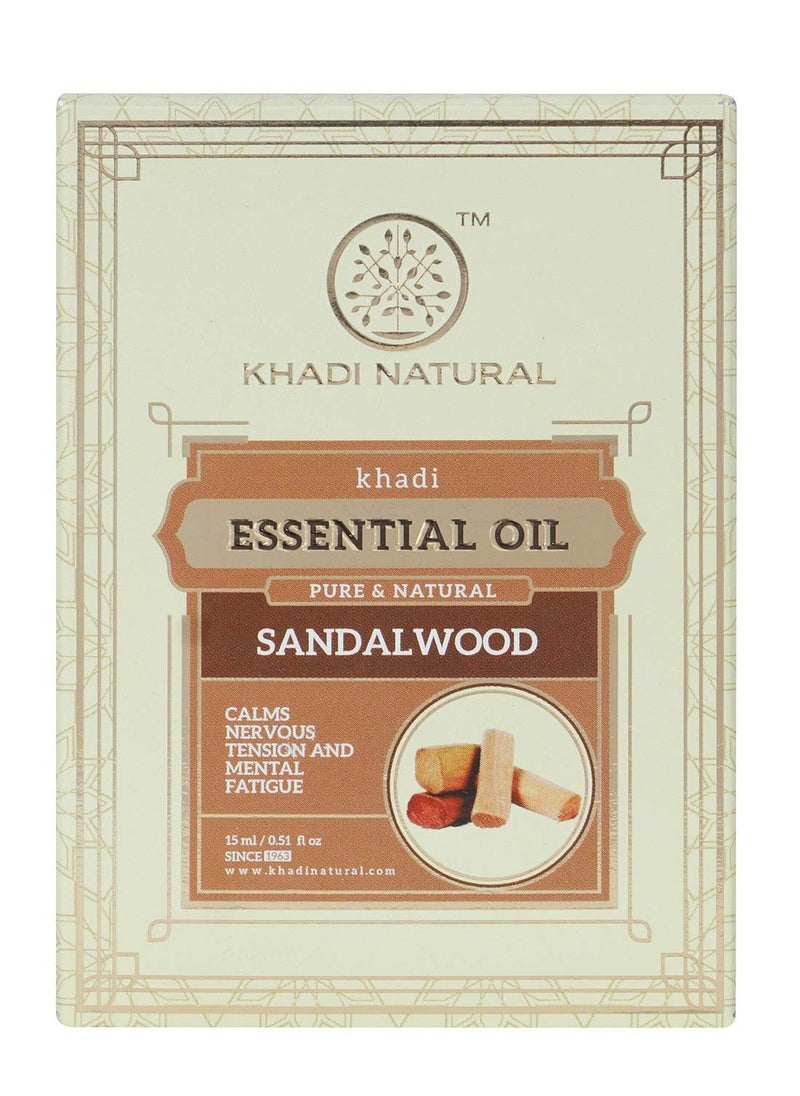 Khadi Natural Khadi Natural Sandalwood Essential Oil Pure and Natural Essential Oil Essential Oil for Calming Nervous Tension Ayurvedic Essential Oil 15 ml  - Image 1