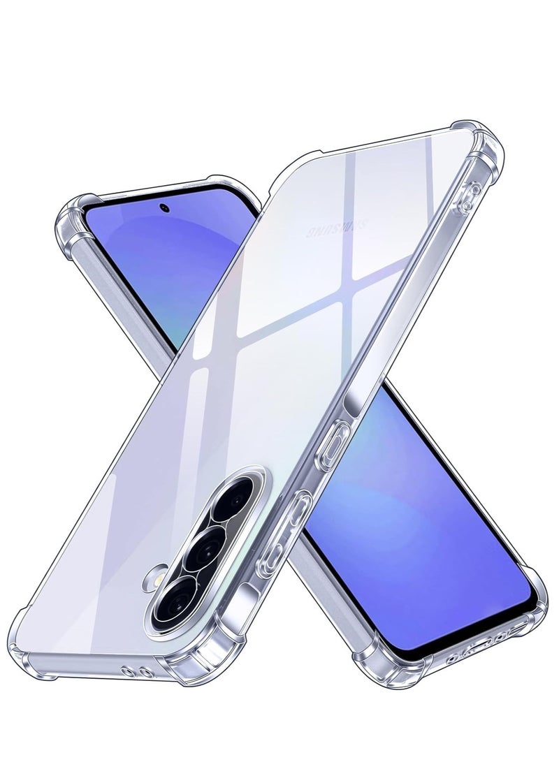 جراب متوافق مع هاتف Samsung Galaxy A36 5G/Galaxy A56، غطاء سيليكون شفاف TPU Gorilla مضاد للصدمات وواقي للكاميرا وزوايا مقاومة للصدمات - شفاف - Image 1