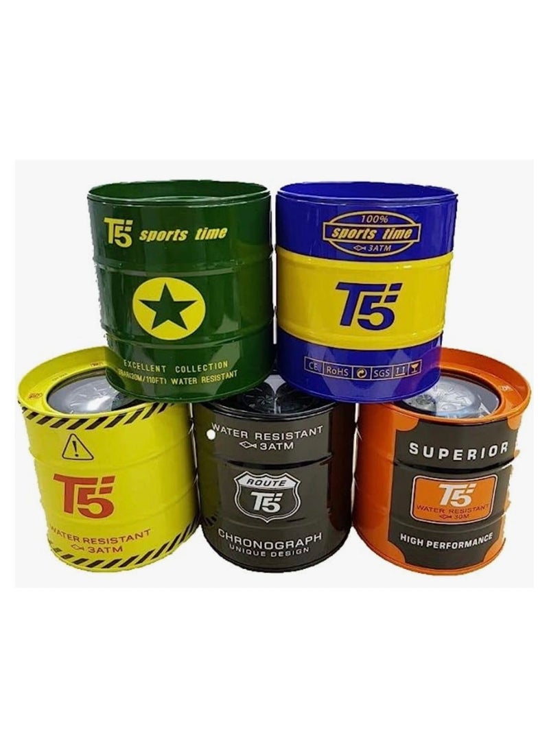 T5 Men's Black and Blue Chronograph Silicone Strap Watch - Image 3