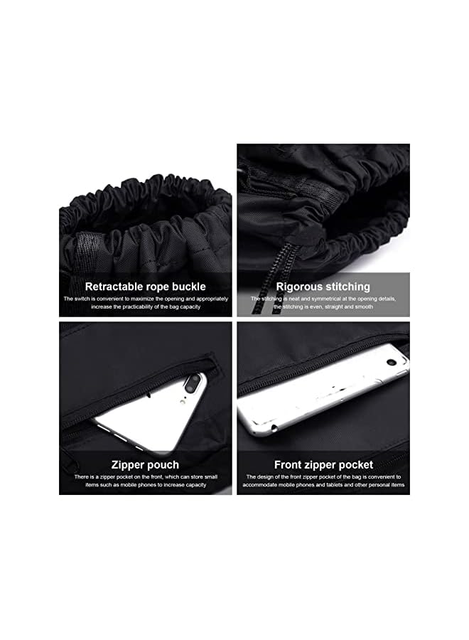 PROMASS Drawstring Basketball Backpack For Boys, Foldable Soccer Backpack Gym Bag Sackpack Sports Sack With Detachable Ball Mesh Bag For Volleyball Baseball Yoga, Black - Image 4