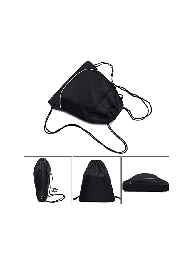 PROMASS Drawstring Basketball Backpack For Boys, Foldable Soccer Backpack Gym Bag Sackpack Sports Sack With Detachable Ball Mesh Bag For Volleyball Baseball Yoga, Black - Image 3
