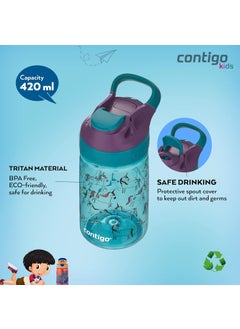 Contigo Contigo GIZMO Sip Water Bottle for Children, Sturdy BPA-Free, Leak-Proof, Intuitive Operation at the Press of a Button, Easy Cleaning, for Nursery, School, Sports, 420 ml  - Image 3