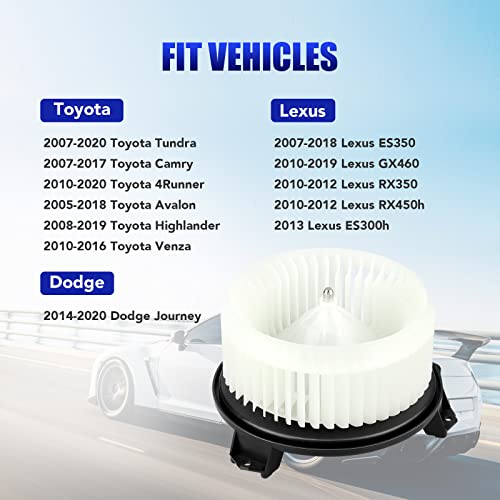 LCWRGS AC Heater Blower Motor Fan Fits for Toyota Camry Tundra 4Runner Avalon Highlander Venza Lexus ES350 RX350 2007 2008 2009 2010 2011 2012 2013 2014 2015 2016 2017 2018 Replaces# 700215 87103-60400 - Image 3