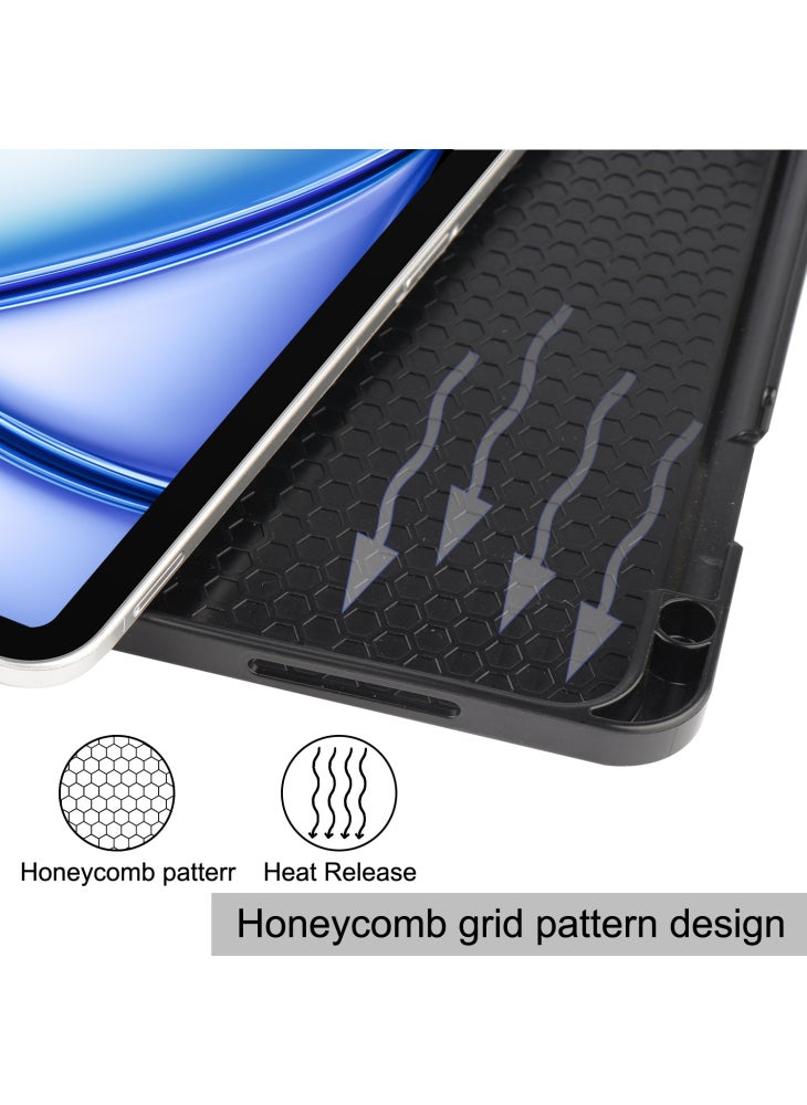 For iPad Air 11 (2025)/(2024) Stand Case Shock-Absorbent Leather Tablet Cover with Pen Slot - Grey - Image 5