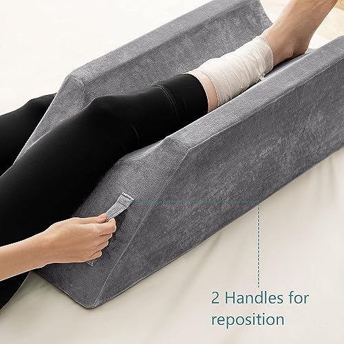 UBBCARE Leg Elevation Pillow for Leg/Knee Surgery Recovery, Memory Foam Leg Pillow with Velvet Washable Cover, Small Grey - Image 4