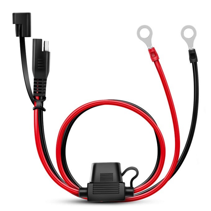 2Ft Ring Wire 2 Pin Lug Cable Eyelet Terminal Harness Extension Charge Cord Quick Disconnect Sae Connection Lead For Motorcycle Car Tractor With 10A Fuse