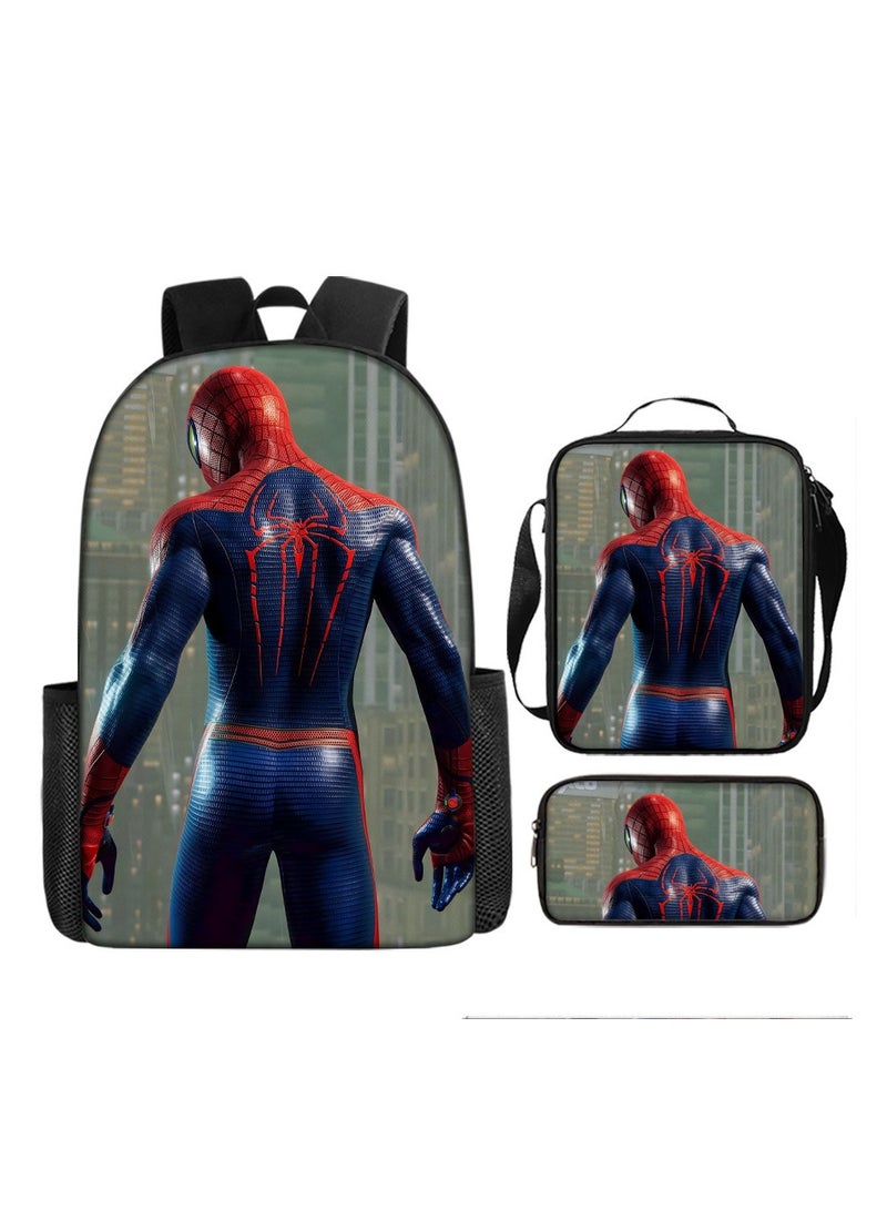Backpacker Spider-Man Cartoon Digital Printing Children's Student School Bag Backpack 29*16*42CM + Shoulder Bag 19*6*23CM + Pencil Case 24*7*11CM Three-piece Set - Image 1