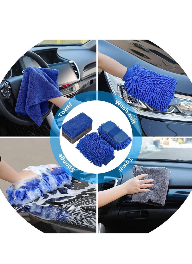 Generic Car Wash Cleaning Tools Kit Car Detailing Set with Bag Collapsible Bucket Wash Mitt Sponge Towels Tire Brush Window Scraper Duster Complete Interior Car Care Kit  - Image 3