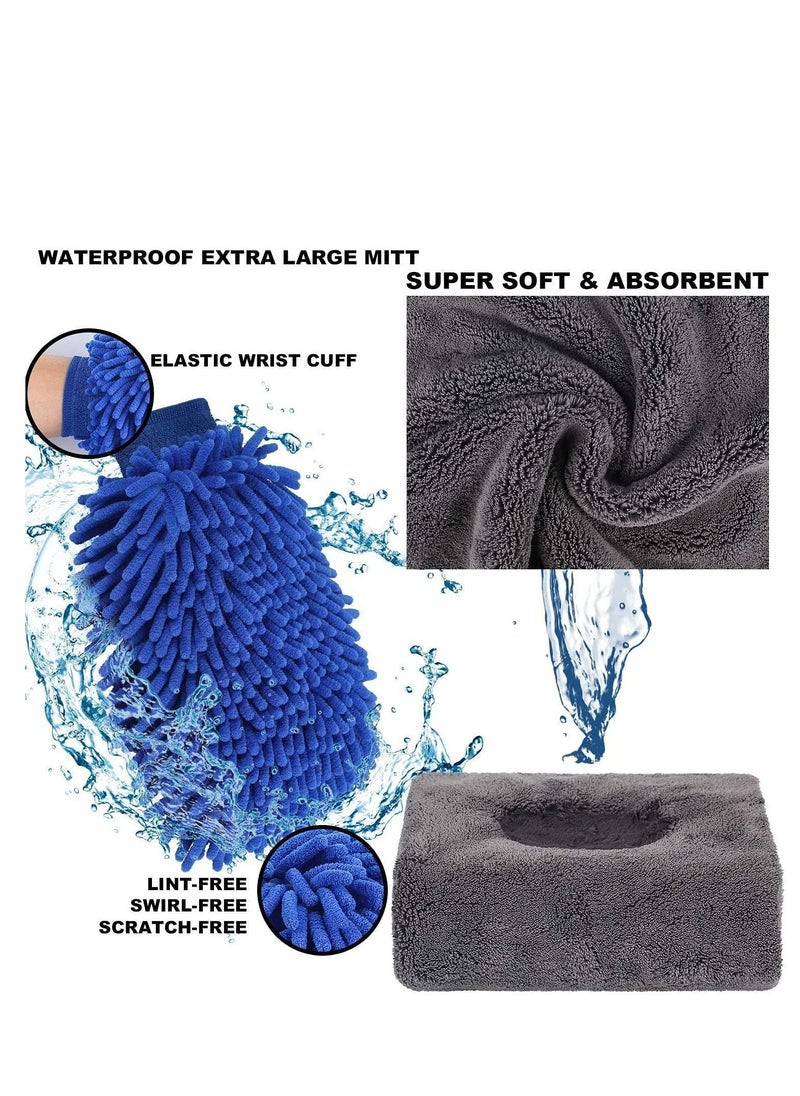 Generic Car Wash Cleaning Tools Kit Car Detailing Set with Bag Collapsible Bucket Wash Mitt Sponge Towels Tire Brush Window Scraper Duster Complete Interior Car Care Kit  - Image 2