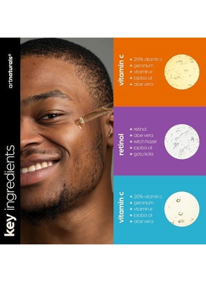 artnaturals مجموعة مضادة للشيخوخة من آرت ناتشورالز مع فيتامين C و ريتينول و حمض الهيالورونيك - (3 × 1 أونصة سائلة / 30 مل) سيروم لإزالة التجاعيد والهالات السوداء - طبيعي بالكامل ومرطب - Image 4