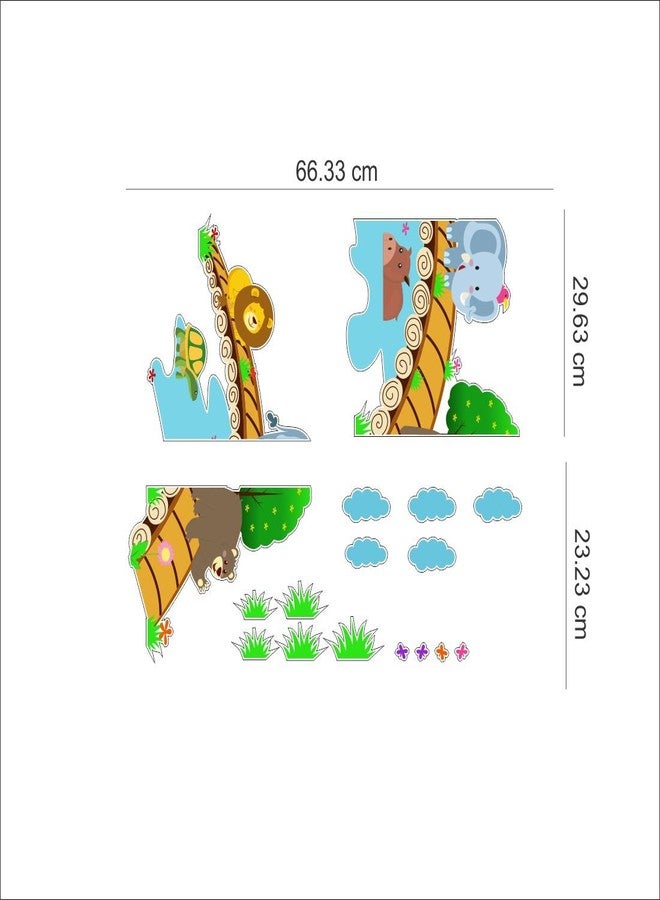 Asian Paints ملصق حائط لحيوانات الغابة للأطفال من شركة Asian Paints (فينيل PVC، 61 سم × 76.20 سم، متعدد الألوان) - Image 2