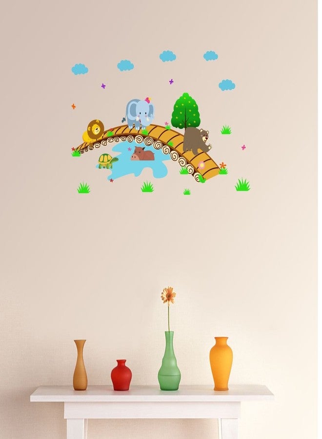Asian Paints ملصق حائط لحيوانات الغابة للأطفال من شركة Asian Paints (فينيل PVC، 61 سم × 76.20 سم، متعدد الألوان) - Image 1