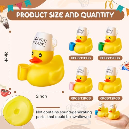Realspring 24 Pcs Coffee Please Rubber Ducks 2 Inch Coffee Lover Ducks Cafe Bar Dashboard Decoration Gifts for Party Office Desktop Decor Home - Image 5