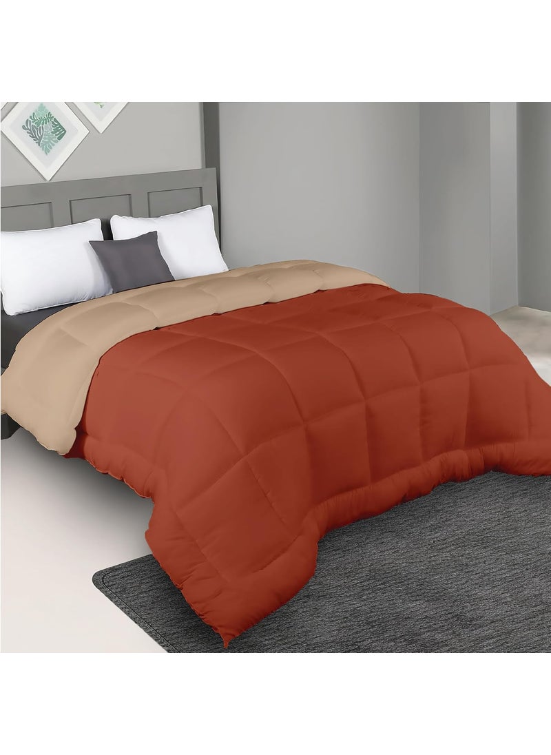 bien LIVING bien LIVING Plush Reversible Microfiber Comforter Double Bed 220 GSM Wadding 110 GSM Peached Extra Soft Microfiber FabricAll Weather Comforter Double Bed 90 X 100 Inches Rust Sandy Beige 