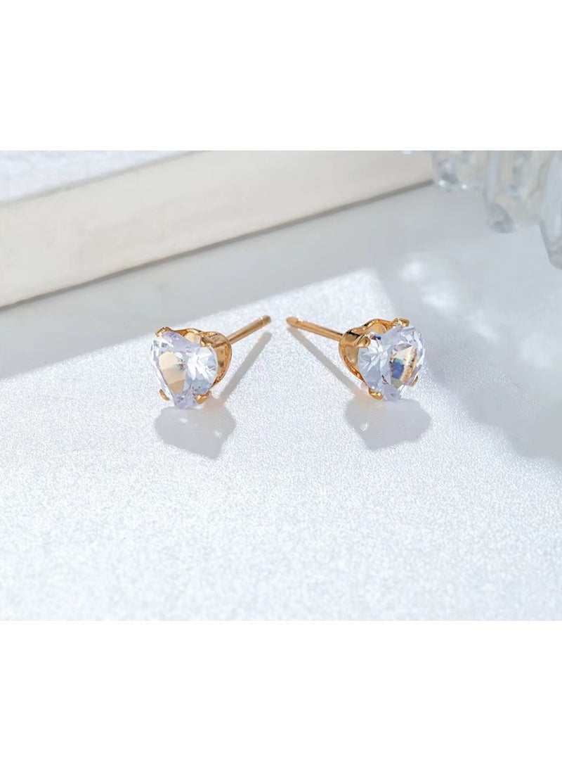 Huitich Dainty Heart-Shaped Zircon Stud Earrings Set  - Image 3