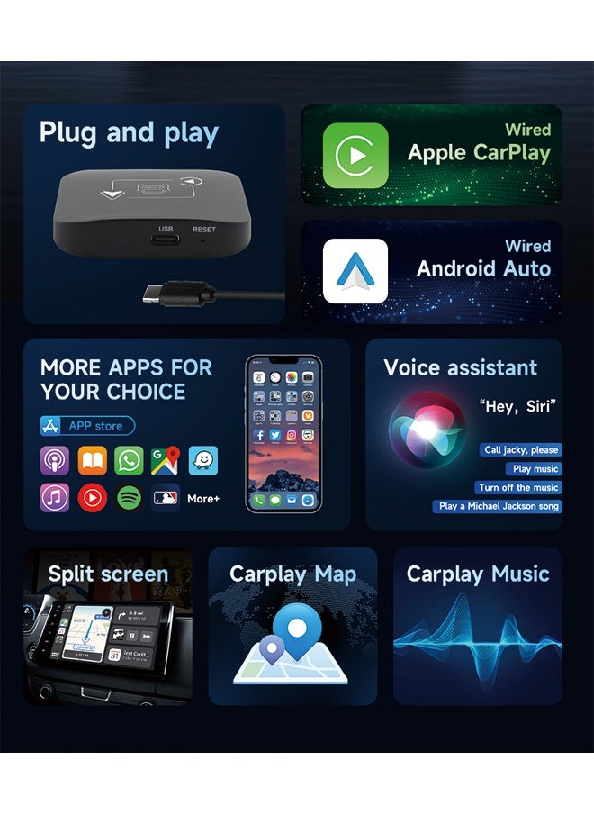 Generic - Apple carplay box car-machine interconnection Android auto two-in-one wired to wireless carplay converter, Apple carplay android auto 2-in-1 - Image 1