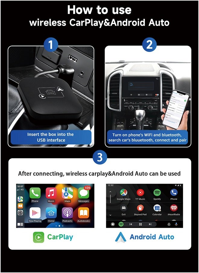 Generic - Apple carplay box car-machine interconnection Android auto two-in-one wired to wireless carplay converter, Apple carplay android auto 2-in-1 - Image 1