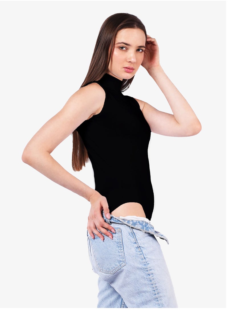 COMODO highneck full cut bodysuit  black egypt cotton 100%  - Image 1