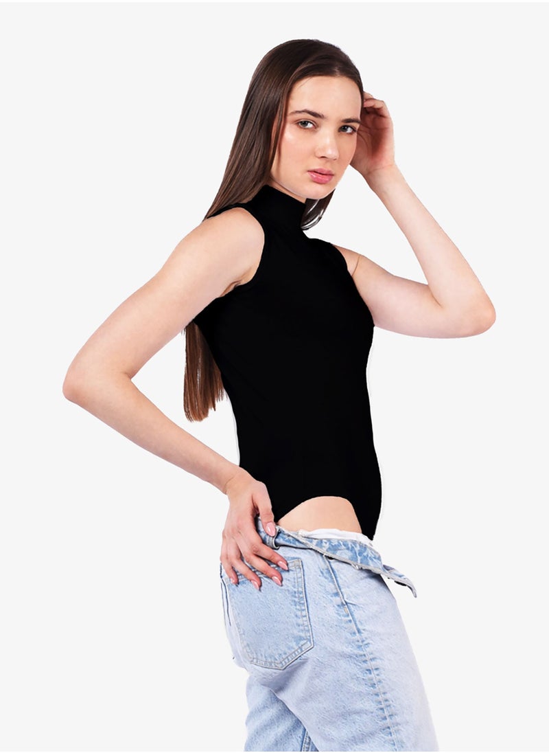 COMODO highneck full cut bodysuit  black egypt cotton 100%  - Image 2