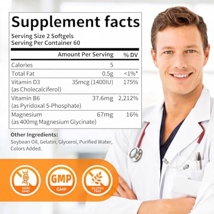 Alliwise Magnesium Glycinate 400mg Softgels with Vitamin D3 & B6,Small Easy to Swallow Gel Caps,High Absorption, Gentle on Stomach,Supports Sleep, Muscle & Calm,Bone Health,120 Softgels - Image 4