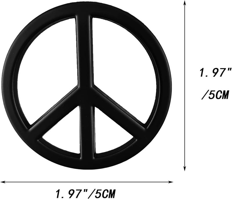 OnlyYou.X Peace Sign Emblem Badge - Black Metal No War Decal Sticker for Cars - Image 2