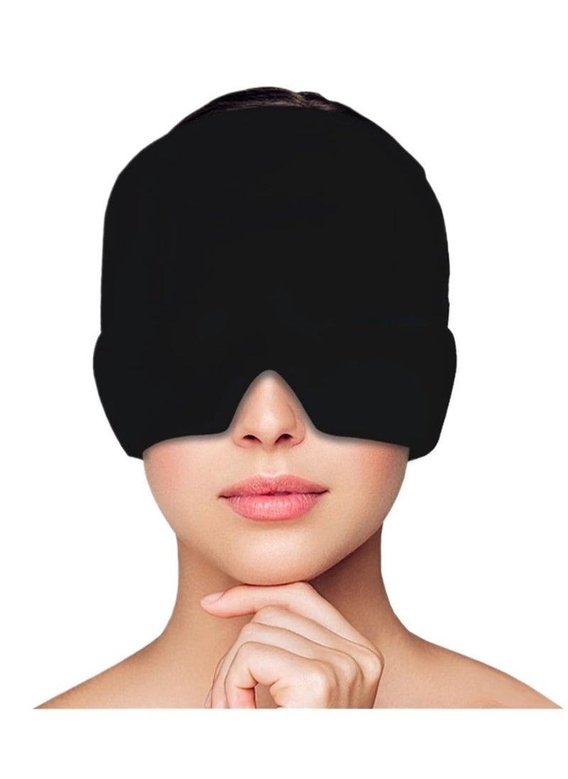 spa luxetique Migraine Relief Cap, Gel Ice Head Wrap, Hot and Cold Therapy, Headache Puffy Eyes, Tension and Stress Relief Soothing Headache Ice Pack Mask Products unisex-adult(Black)  - Image 1