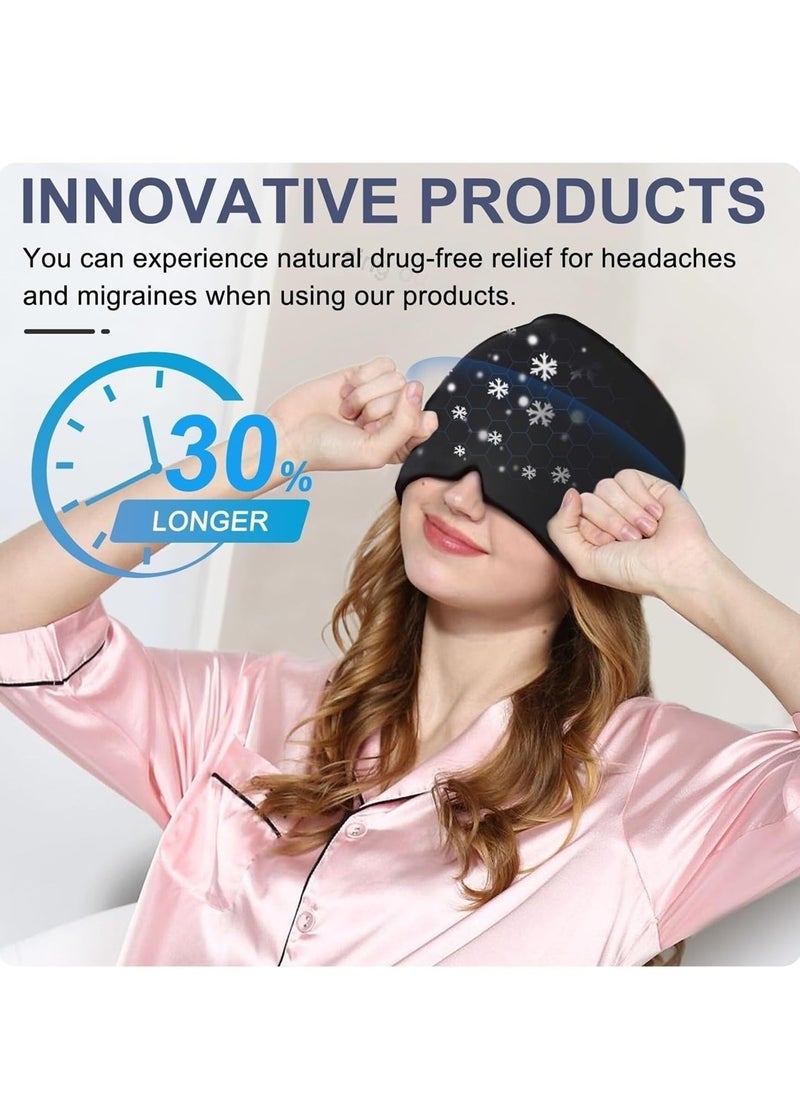 spa luxetique Migraine Relief Cap, Gel Ice Head Wrap, Hot and Cold Therapy, Headache Puffy Eyes, Tension and Stress Relief Soothing Headache Ice Pack Mask Products unisex-adult(Black)  - Image 2