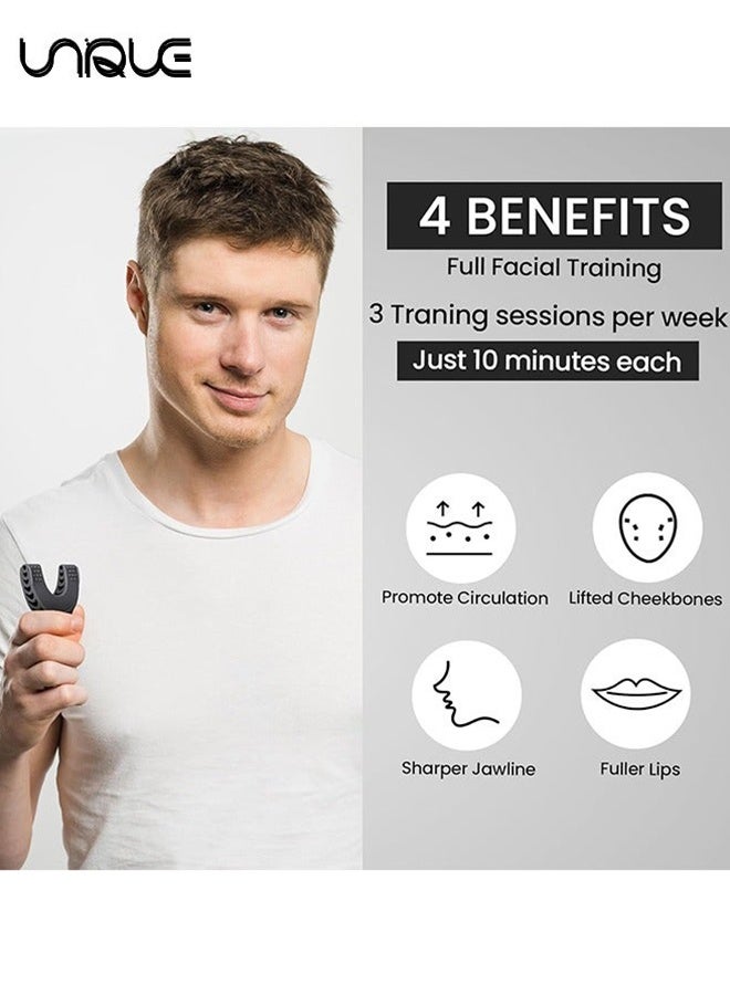 Unique 3 PCS Jaw Exerciser for Men & Women - 3 Resistance Levels Silicone Jaw Toner for Beginner, Intermediate & Advanced Users - Jawline Exerciser & Jawline Shaper (Black/Red/Blue) - Image 3