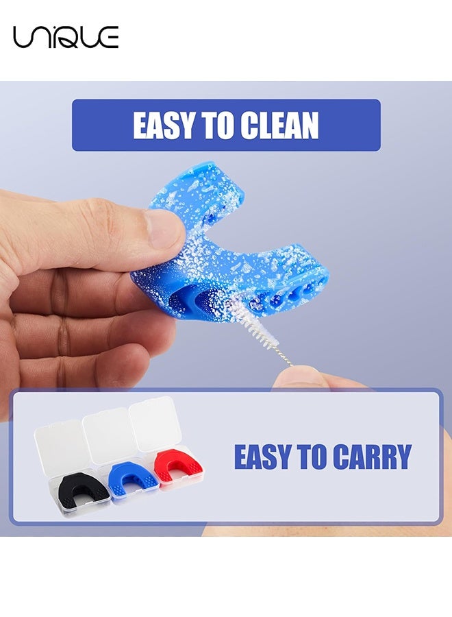 Unique 3 PCS Jaw Exerciser for Men & Women - 3 Resistance Levels Silicone Jaw Toner for Beginner, Intermediate & Advanced Users - Jawline Exerciser & Jawline Shaper (Black/Red/Blue) - Image 5