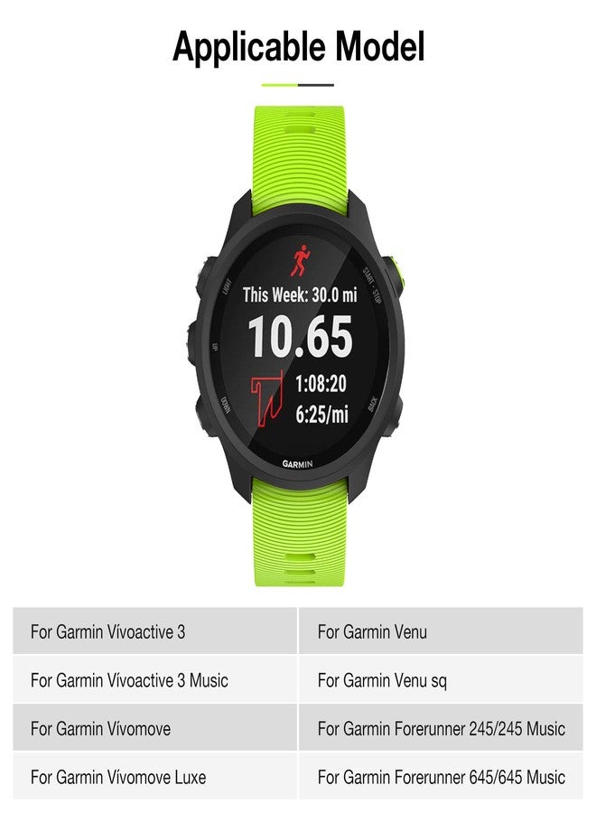 سوار لساعة Garmin Forerunner 245/645 Music، سوار بعرض 20 مم لساعة Garmin Vivoactive 3 Music/Venu/Venu sq (أخضر فاتح) - Image 2