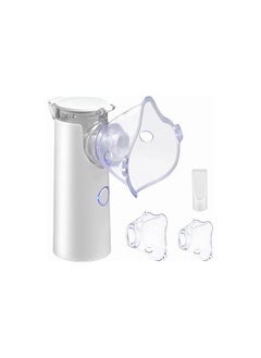 Portable Ultrasonic Inhaler for Adults and Children – Quiet Mist Inhalation Device with Masks & Nozzles – Battery-Free – White