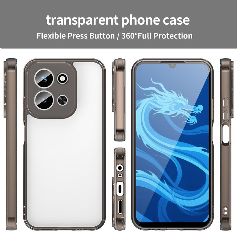 erorex For Redmi 15C 5G/4G EU 173mm/Poco C85 5G PC Hybrid TPU Airbag Shockproof Phone Case(Transparent Black) - Image 2