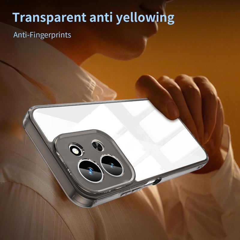 erorex For Redmi 15C 5G/4G EU 173mm/Poco C85 5G PC Hybrid TPU Airbag Shockproof Phone Case(Transparent Black) - Image 5