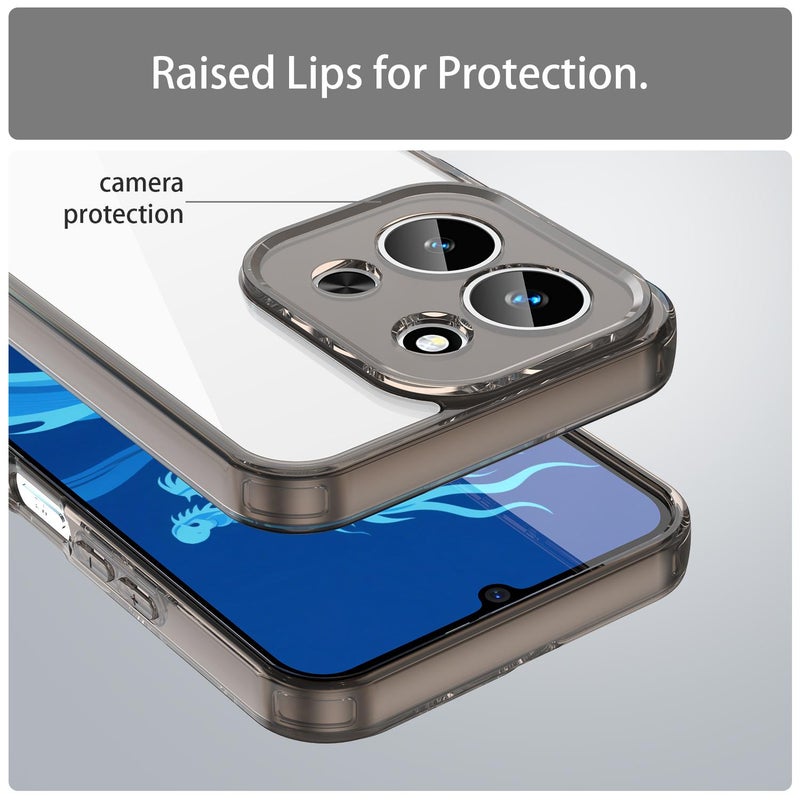 erorex For Redmi 15C 5G/4G EU 173mm/Poco C85 5G PC Hybrid TPU Airbag Shockproof Phone Case(Transparent Black) - Image 3