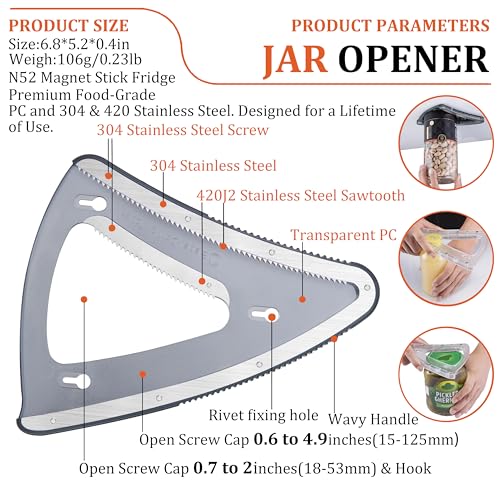 Uinxan Jar Opener for Weak Hands & Seniors, 2-in-1 Under the Cabinet & Handheld Lid Opener, Easy Bottle Cap Opening, Magnetic Storage,304 Stainless Steel Kitchen Tool, Gift for Anyone (Black) - Image 4