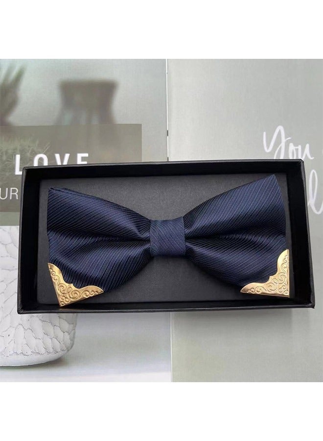Adjustable Wedding Bow Tie Dark Blue - Image 1